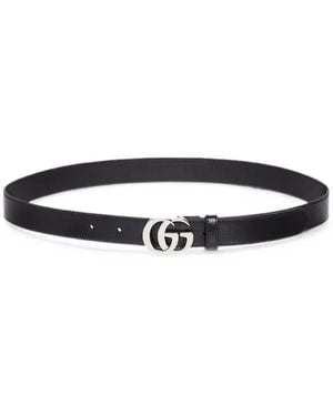 Gucci Schmaler Gg Marmont Gürtel - Weiß