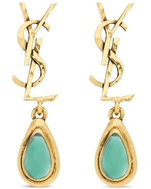 Saint Laurent Cassandre Drop Earrings - Metallic