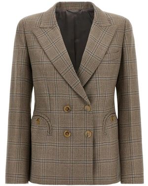 Blazé Milano Everynight Check-Pattern Wool Blazer - Brown