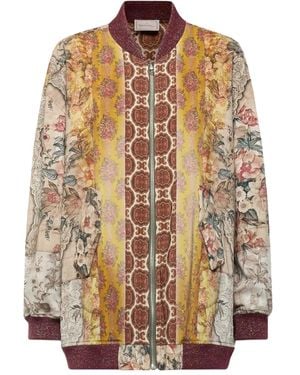 Pierre Louis Mascia Floral-Panel Bomber Jacket - Brown