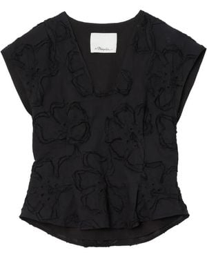 3.1 Phillip Lim Blusa A Fiori Con Scollo A V - Nero