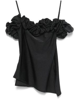 Coperni Asymmetric Hem Top With Off-Shoulder Design - Black