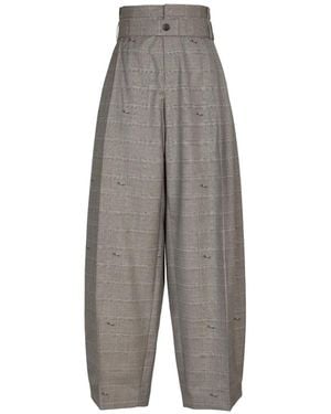 CROQUIS Plaided Tapered Trousers - Grey