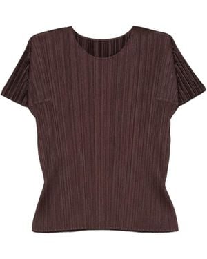 Pleats Please Issey Miyake プリーツ トップ - ブラウン