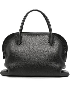 The Row Agnes 12 Leather Tote Bag - Black