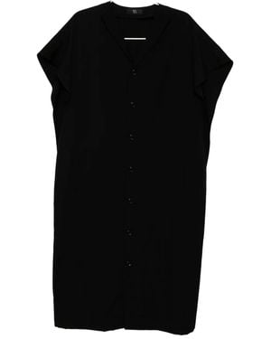 Y's Yohji Yamamoto Hemdkleid aus Chinakrepp - Schwarz
