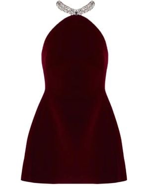 David Koma Crystal-embroidered halterneck mini dress - Rot