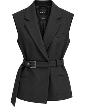 Pinko Nuraqus Belted Sleeveless Jacket - Black