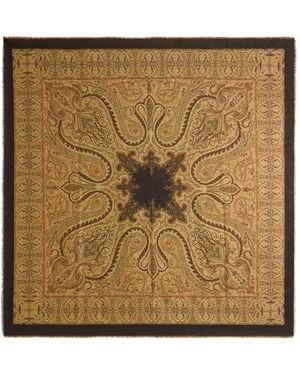 Etro Wool-Blend Jacquard Shawl With Lurex - Brown