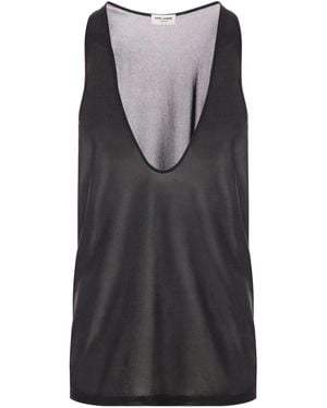 Saint Laurent Scoop-Neck Sleeveless Tank Top - Black