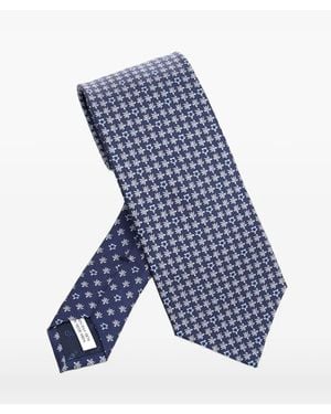 Ferragamo Gancini Turtle-Print Silk Tie - Blue