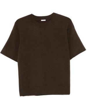 JOSEPH Ribbed-Trim Short-Sleeve Sweater - Brown