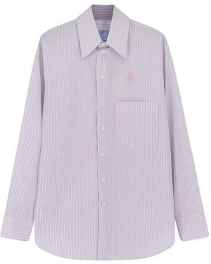 The Seafarer Logo-Embroidered Striped Shirt - Purple