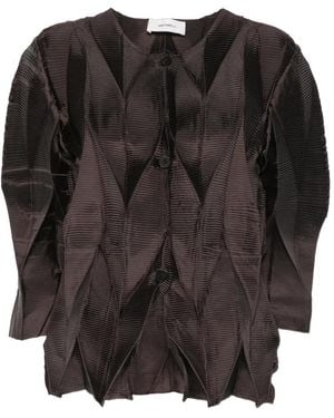 MEIMEIJ Plissé-Effect Geometric Jacket - Black