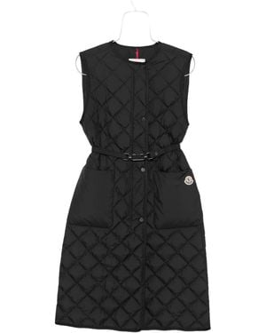 Moncler Gilet Trapuntato Con Cintura - Nero
