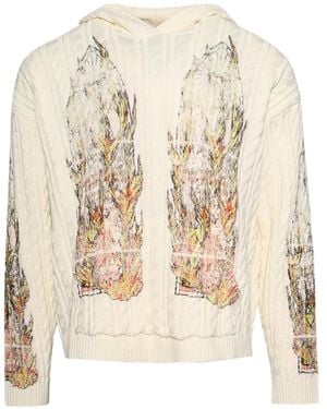 Who Decides War Flame Cable Knit Hoodie - Natural