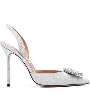 Aquazzura 105Mm Crystal Hoop Sling Court Shoes - White