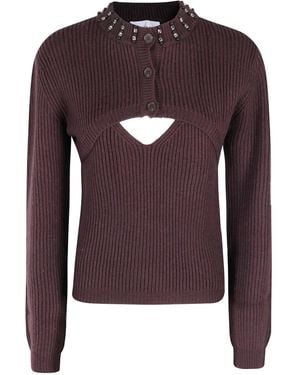 Isabelle Blanche Verzierter Pullover mit Cut-Out - Lila