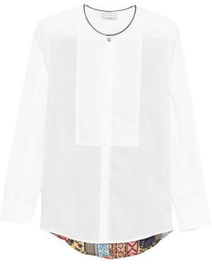 Pierre Louis Mascia Patterned-Insert Long-Sleeve Shirt - White