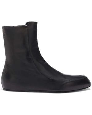 Jil Sander Knöchelhohe Lederstiefel - Schwarz