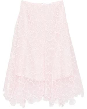 Cecilie Bahnsen Flavie Floral-Embroidered Skirt - Pink