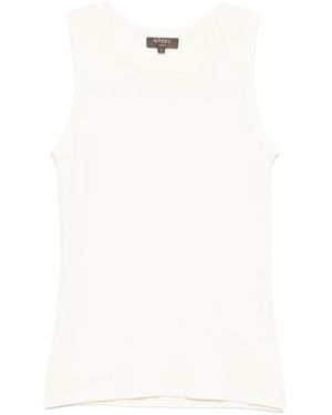 N.Peal Cashmere Ribbed-Trim Tank Top - White