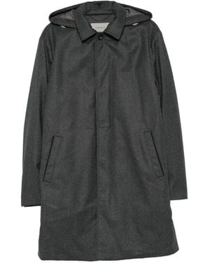 Canali Hooded Concealed-Fastening Coat - Grey