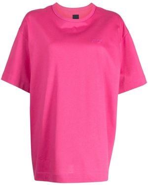 Juun.J Compliqué Motif-Embroidered Cotton T-Shirt - Pink
