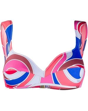 PUCCI Bikinitop Met Abstracte Print - Blauw