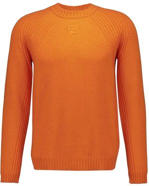 Fendi Crew-Neck Long-Sleeve Jumper - Orange