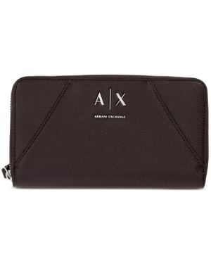 ARMANI EXCHANGE Logo-Plaque Zip-Around Wallet - Brown