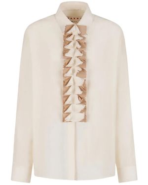 Marni Blouse With Ivory Ruffles - Natural