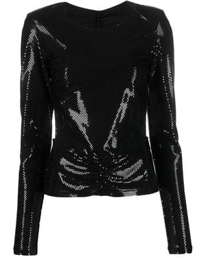 ROTATE BIRGER CHRISTENSEN Sequin-Embellished Open-Back Top - Black