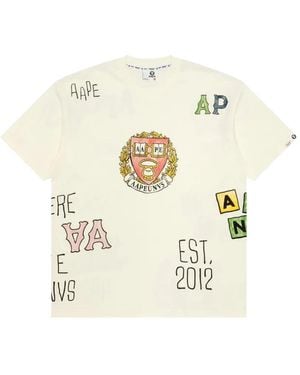 Aape By A Bathing Ape Multi-Logo Graphic-Print T-Shirt - White