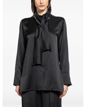Jil Sander 132 Tie-Neck Satin Blouse - Black
