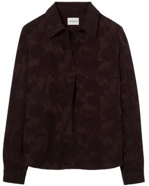 Claudie Pierlot Polo À Fleurs Imprimées Et Manches Longues - Brown
