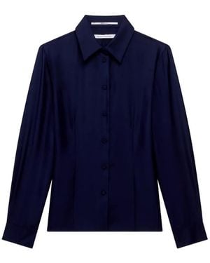 Another Tomorrow Camisa Ajustada Con Pinzas - Azul