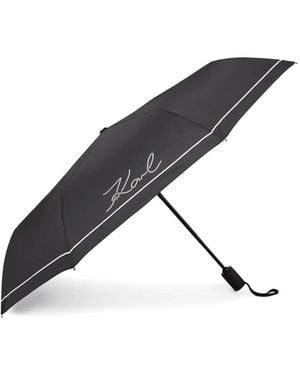 KARL LAGERFELD Kleiner Signature Regenschirm - Schwarz