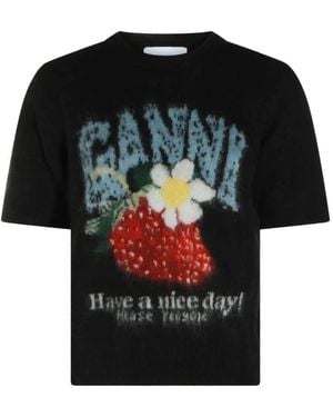 Ganni Strawberry-Intarsia Jumper - Black