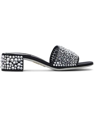 Rene Caovilla Sandalias con apliques de cristal - Blanco