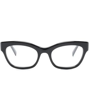 Saint Laurent Logo-Print Round-Frame Glasses - Black