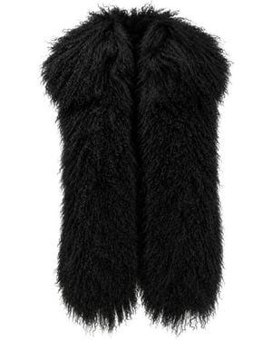 Yves Salomon Curly Shearling Gilet - Black