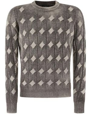AROVESCIO Cable-Knit Diamond-Pattern Jumper - Grey