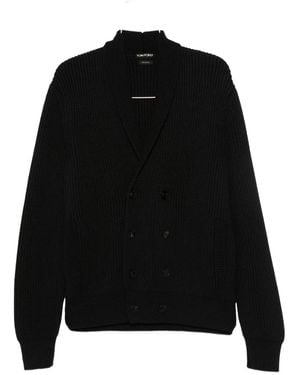 Tom Ford リブニット ダブルブレスト カーディガン - ブラック