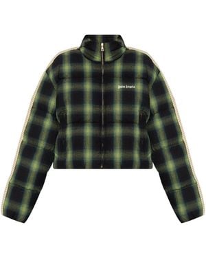 Palm Angels Check-Pattern Puffer Jacket - Green
