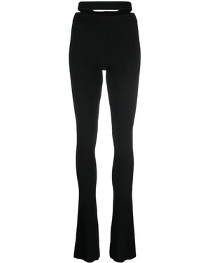 ANDREADAMO Ribbed-Knit Flared Trousers - Black