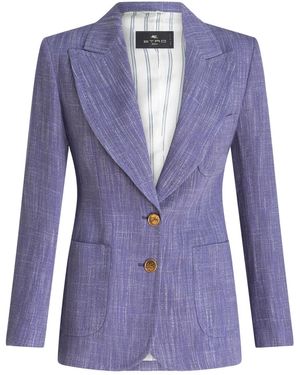 Etro Single-Breasted Tailored Blazer - Blue