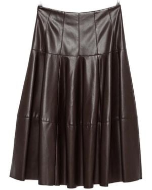 Liu Jo Panelled Pleated Midi Skirt - Brown