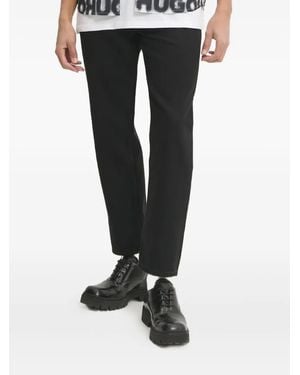 HUGO Leather-Patch Jeans - Black
