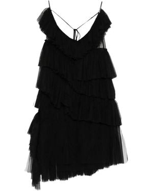 RHIZOME Martha Ruffled-Details Midi Dress - Black